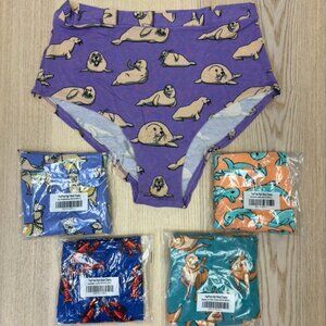FeelFree High Waisted Cheeky Animal Print Undies 5pc set size Large